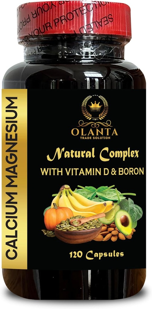 Kompleks Kalsium Magnesium - Tambahan untuk Dukungan Muscle, Citrate Manganese, Gluten Free, Non GMO, Penyimpangan Tinggi, Suplemen Magnesium, Tulang dan Nerve Kesehatan - 1 Botol 120 Kapsul