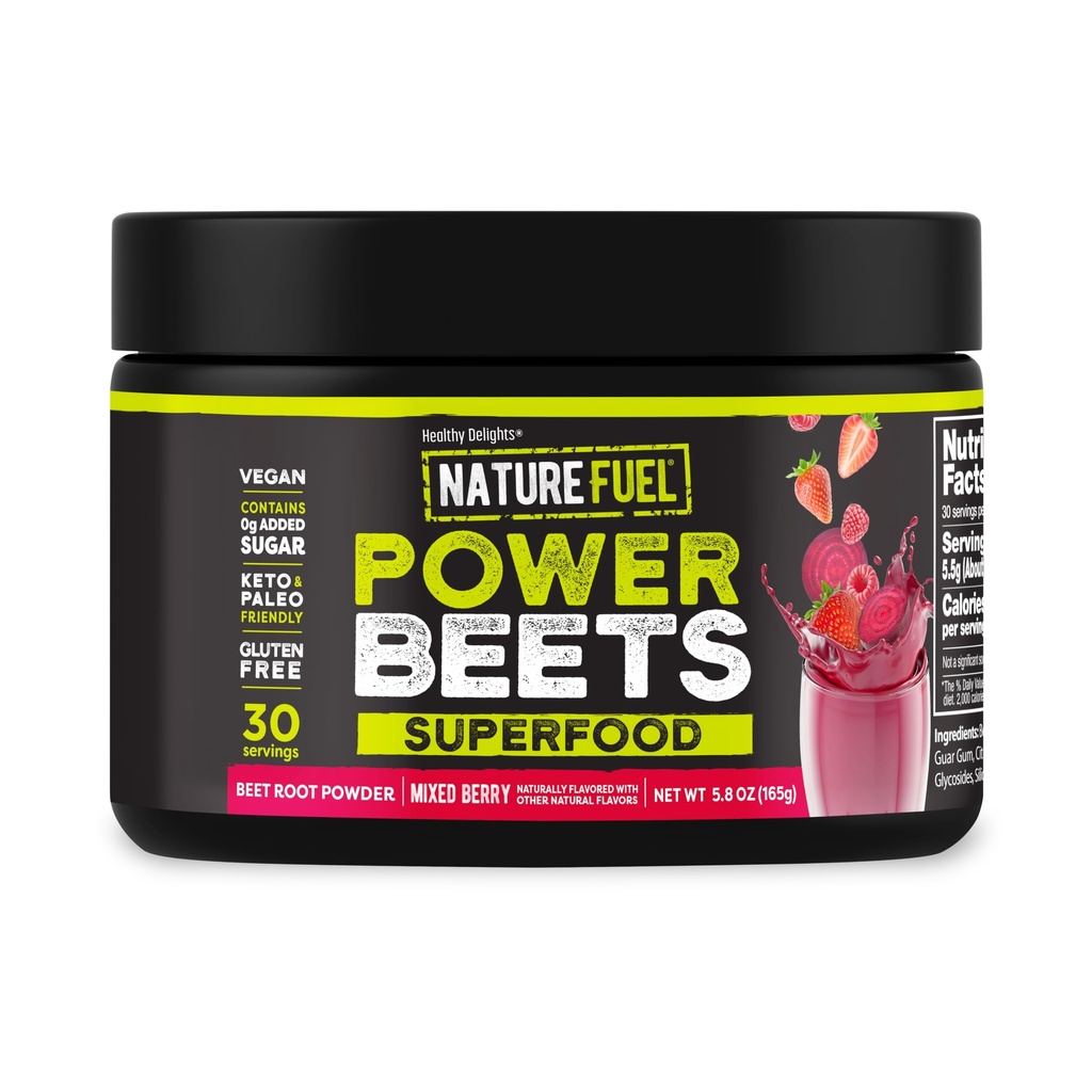 Delight Nature Fuel Beets, Vegan Beet Juice Powder, Beet Powder for High Blood Pressure, 0g Added Sugar, Beet Root Supplemen, Beetroot, Mixed Berry, 30 Pawings (Packaging May Wary)