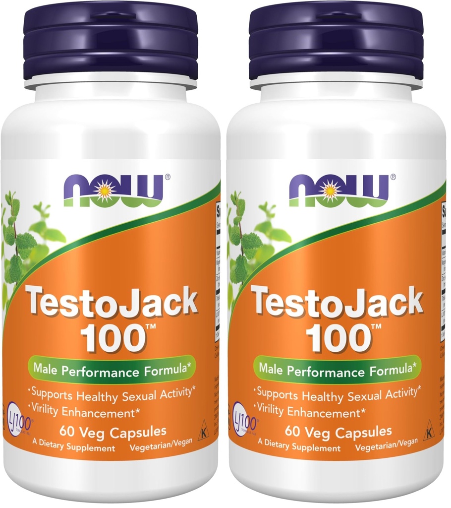 Suplemen SEKARANG, TesoJack ™ 100 dengan LJ100 ®, Ekstrak Mampu Tongkat Ali (Eurycoma longgifolia), Tribulus dan ZMA ®, 60 Veg Capsules (Paket 2)