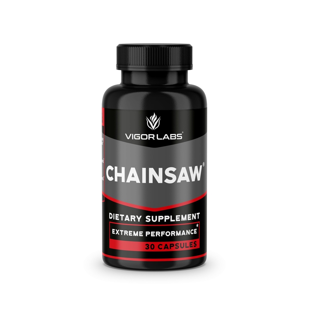Chainsaw oleh Vigor Labs (30 Kapsul), Mendukung kegigihan, Stamina dan Endurance, Suplemen Dieter untuk Boost Blood Flow (Dibuat di USA)