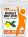 Suplemen Suplemen Bulkments.com Tribulus Terrestris Extract - Tribulus Terrestris Suplemen, Herbal Suplemen - Gluten Bebas, 1.5g per Serving, 500g (1,1 lbs) (Paket 1)