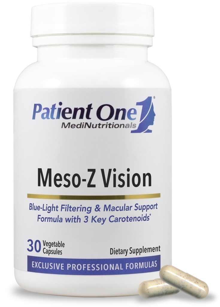Pasien Satu Meso-Z Vision 124; Suplemen untuk Mendukung Kesehatan Mata dan Penyaringan Cahaya Biru * Gibber4; dengan Lutein, Mcxanthin dan Mesoxanthin 124; 30 Kapsul