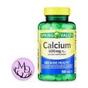 Generik Spring Valley Kalsium 600 mg, Dietary Suplemen, Bone Health Calcium + Includes Dri Store Sticker (100)