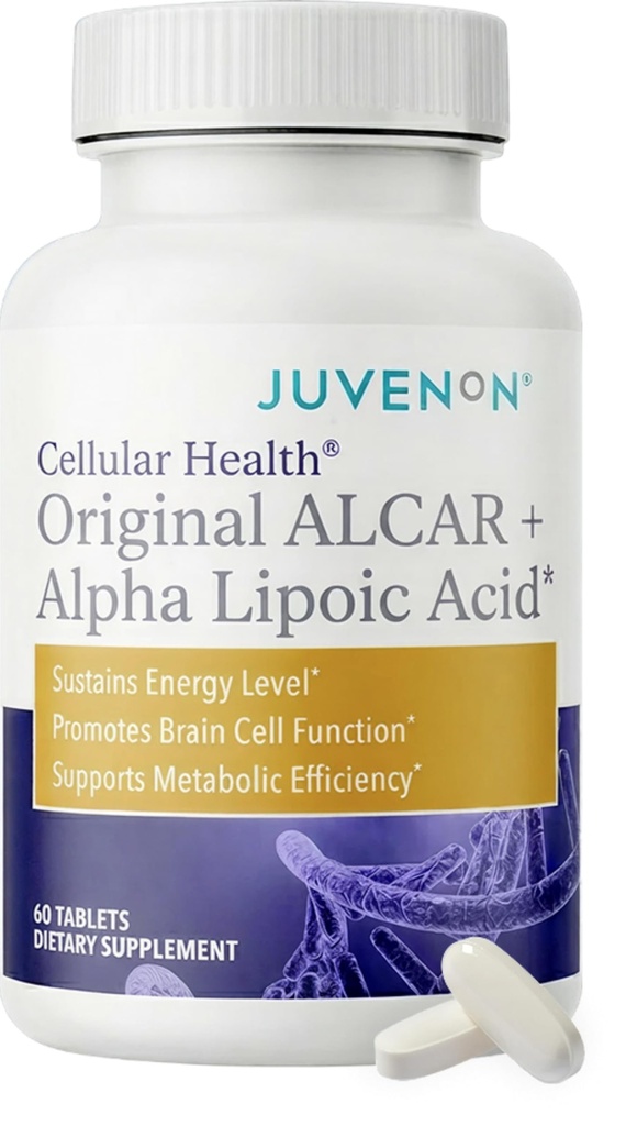Juvenon Cellular Health Aver4; Heart, Brain Supplement with Acetyl L-Carnitine and Biotin - Support NAD + Fungsi, Produksi Energi, Mood, Revitalisasi Metabolisme, Mintal Focus & Clarity (60 Tablet)