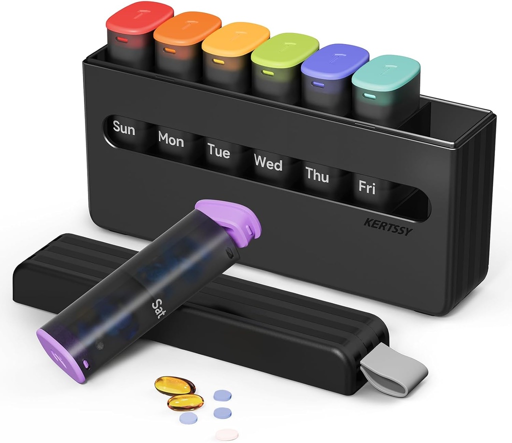 Weekly Pill Organizer 2 Kali sehari - Am Pm Pill Box 7 Day, Kasus Pil Kill Besar Dua kali Untuk Obat Kesehatan Harian, Vitamin, Oil Ikan, Supportable Minggu Pill Kontainer, Transslucent Black