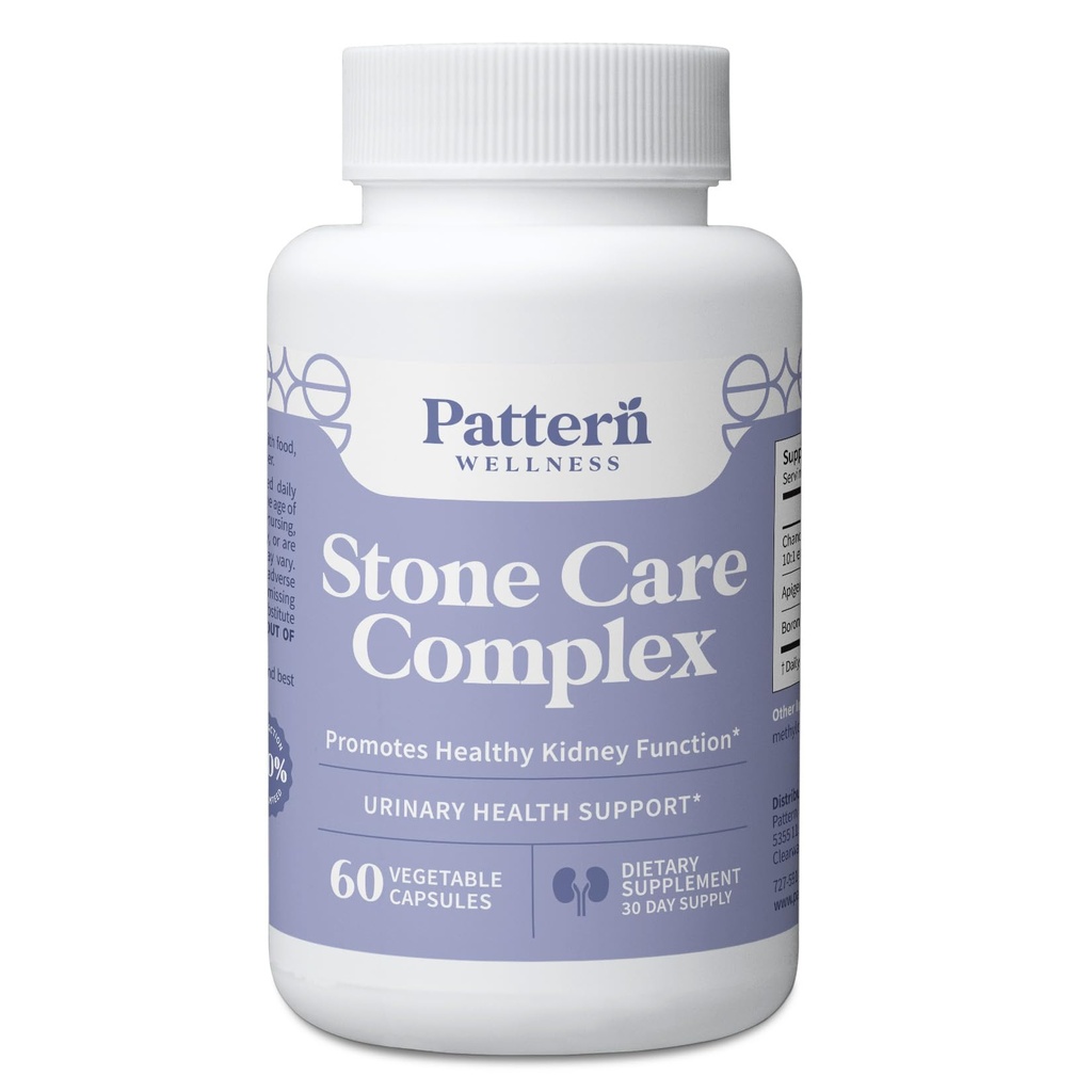 Pattern Wellness Stone Complex - Stone Breaker, Plant - Based Formula - Ginney Fungsi Dukungan - 3 Lab Party Test - Non-GMO, Vegan
