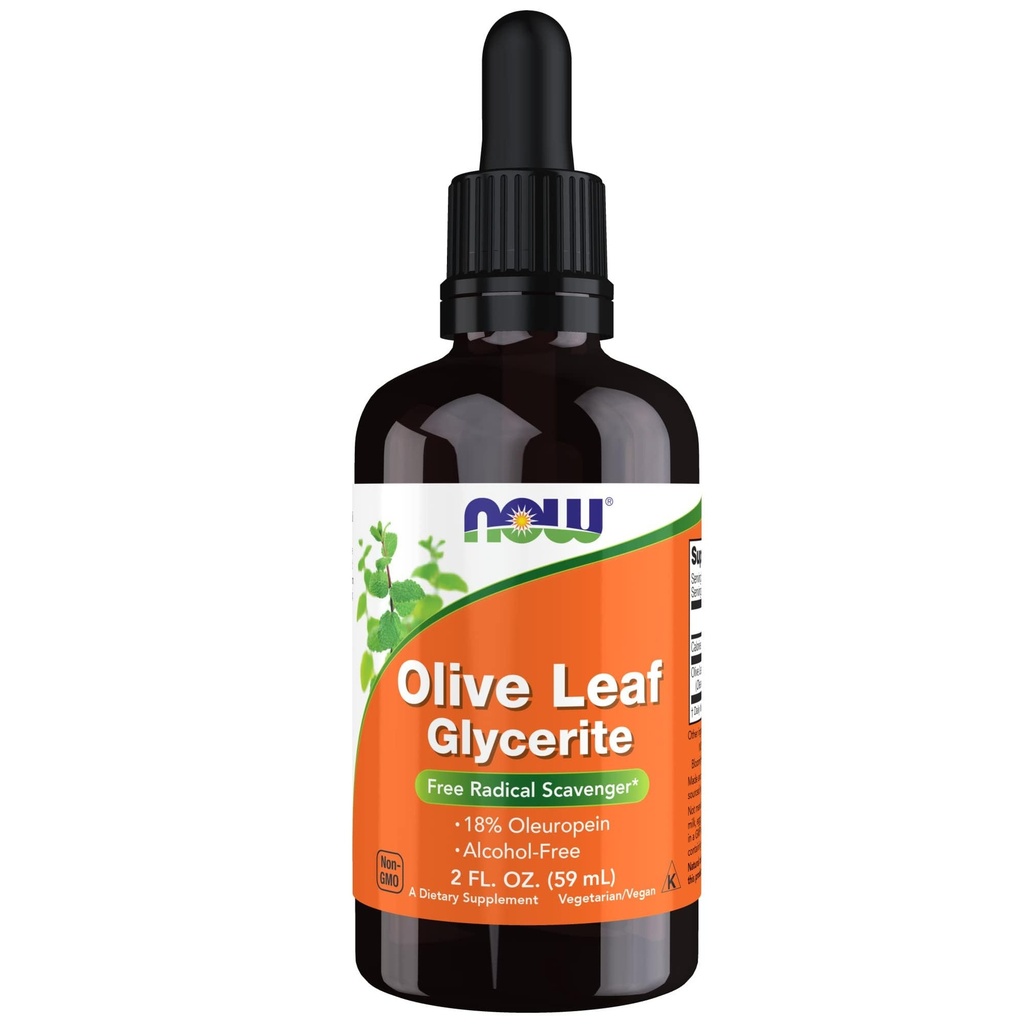 Sekarang Makanan Suplemen, Zaitun Leaf Glycerite Liquid, 18% Oleuropein, Dropper Sertakan, Pembajak Radikal Bebas *, 2-Ounce
