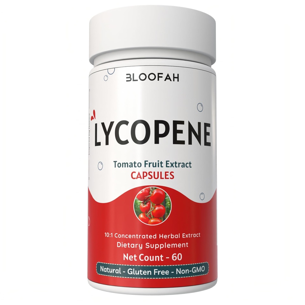 Tomat Fruit Capsules 500mg 124; Rich in Lycopene Tomato Fruit Comcendmit 10: 1 Extract powder 14; Non-GMO & Gluten Free Formula 124; Natural Carotenoid Suplemen (60 Count (Paket 1)