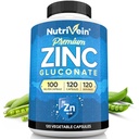 Nutrivein Premium Zinc Gluconate 100mg - 120 Capsules: Tertinggi Absorpsi Zinc Gluconate Suplemen untuk Whole-Body Well- Menjadi - Elemen Esporent untuk Wellness