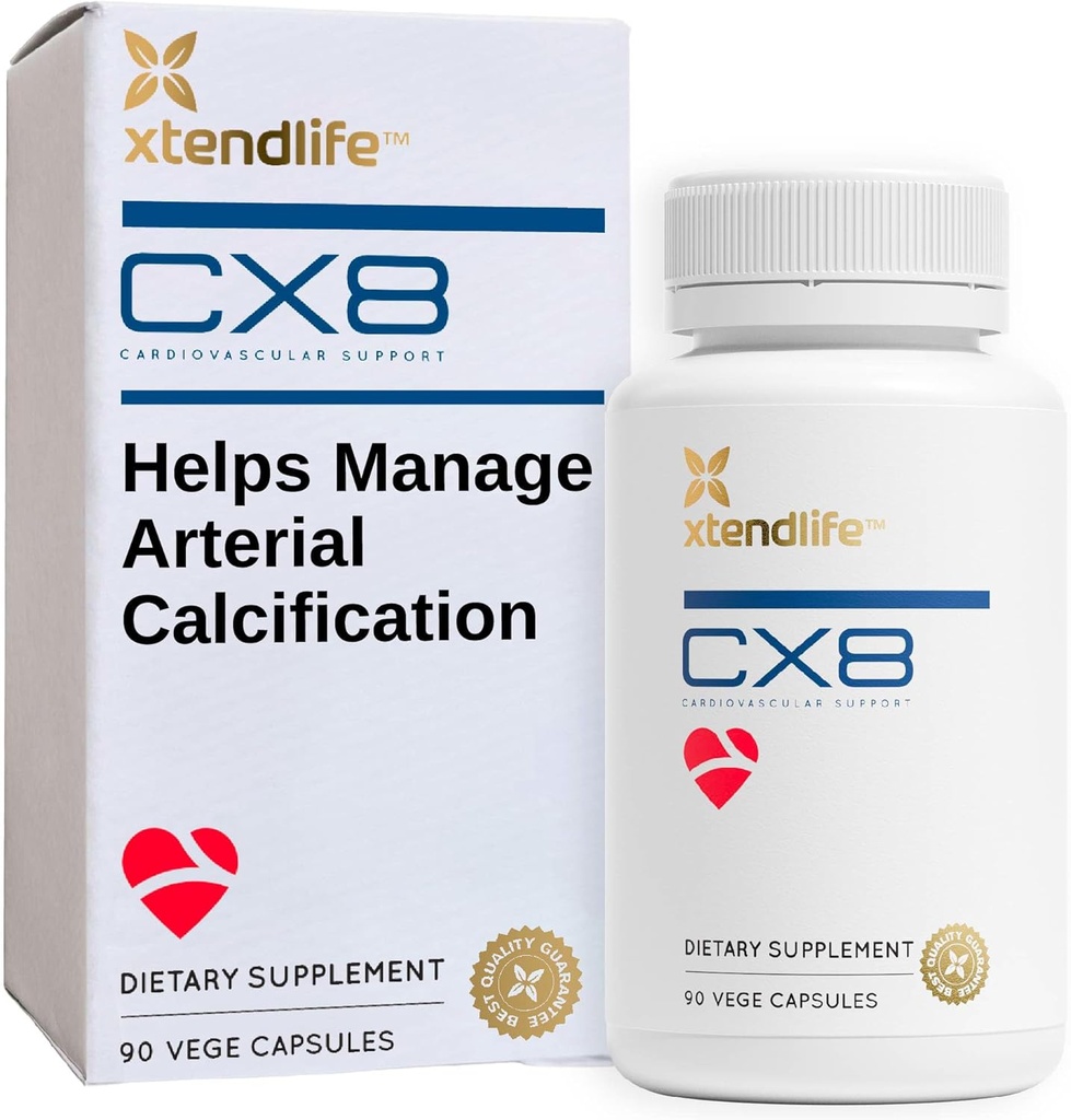 Xtendlife CX8 Heart Health Suplemen Kesehatan Jantung untuk Dukungan Kardiovaskular, Sirkulasi, dan Kesehatan Arteri - dengan Vitamin K2 MK7, D3, Tocotrienol, dan Suppply Hari Sea Buckthorn-30