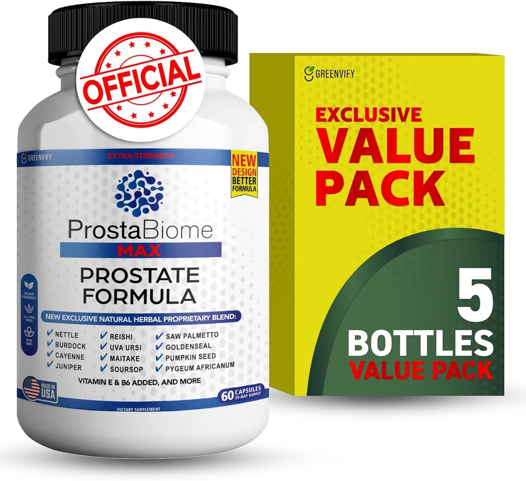 ProstaBiome Max Prostat Dukung Formula, Natural Herbal Blend dengan Saw Palmetto, 60 Capsules, 30-Day Supply (5)
