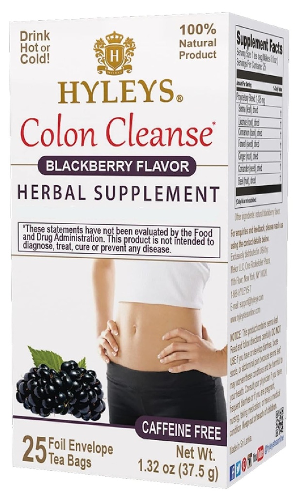 HILEYS Colon Cleanse Tea BlackBerry Flavor - 25 Tea Bags (1 Pack)