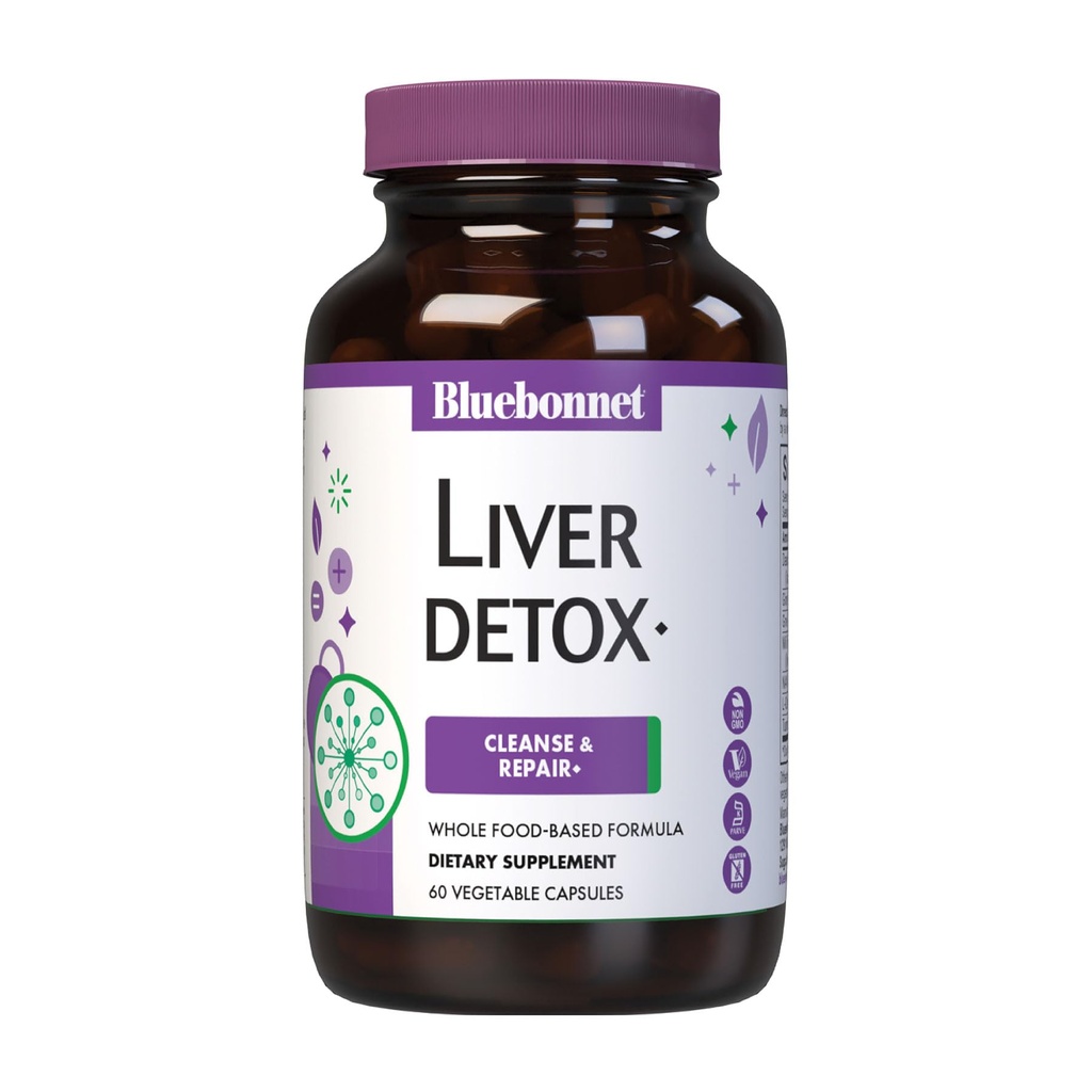 Bluebonnet Nutrition Liver Detox, Liver Health *, Antioksidant Protection *, Soy-Free, Gluten- Free, Kosher Certified, Non-GMO, Dairy- Free, 60 Vegetable Capsules, 60 Servings
