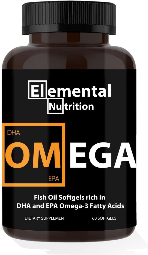 Omega-3 dari Oil Ikan - 60 Softgeels Nilai Botol Eicosapentaenoic (EPA) & Docohecenoic Acid (DHA) dalam Black Grip Jar