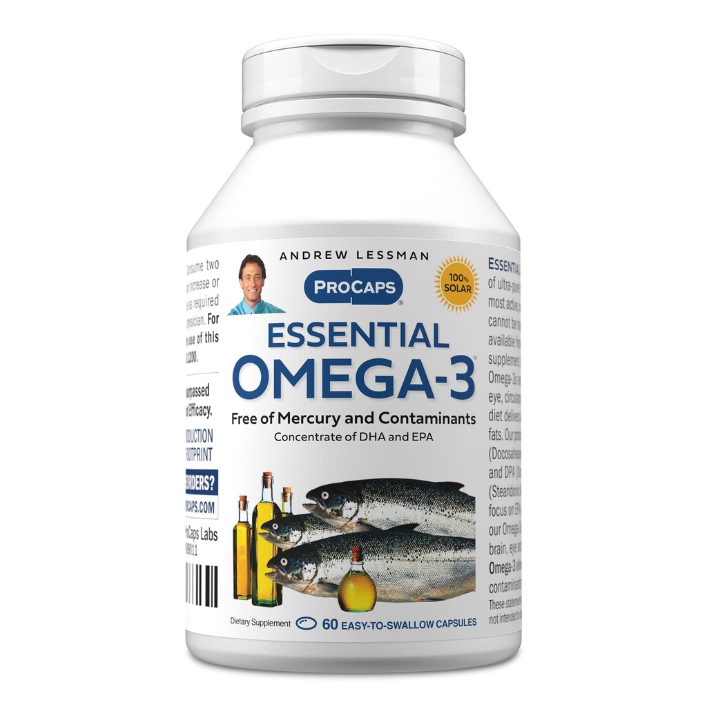 ANDREW LESSMAN ESMAG-3 Unflafeed - 60 Softgels - Ultra-Pure, High Potensi Omega- 3 Oil. High DHA, No Stomach Upset, No Contaminants, No Mercury. Mudah untuk Swallow Softgels