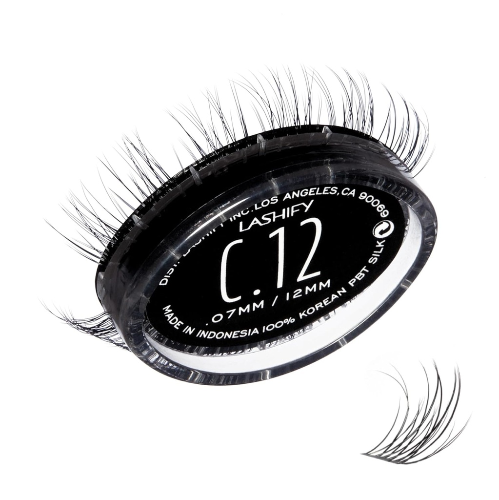 Lashify Curl 12mm Gossamer DIY Eyelash Extensions Refill, Black, Easy False Eyefures for a Natural Look