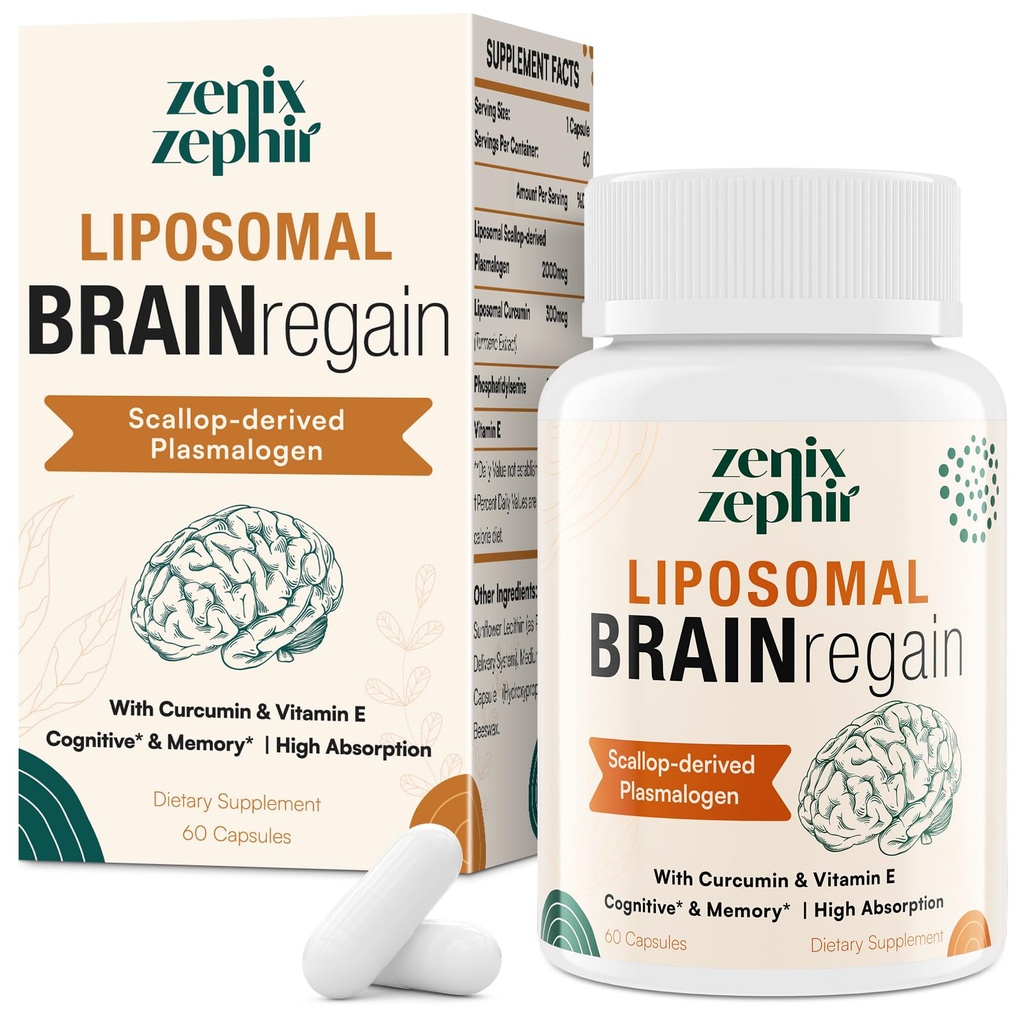 Suplemen Otak Lipomal untuk Memory dan Focus - Plasmalogen dengan Curcumin & Vitamin E untuk Penangguhan Lebih Baik - Dapat diterima untuk Senior, Dewasa & Women Kognitive Kesehatan, Potensi Tinggi 60