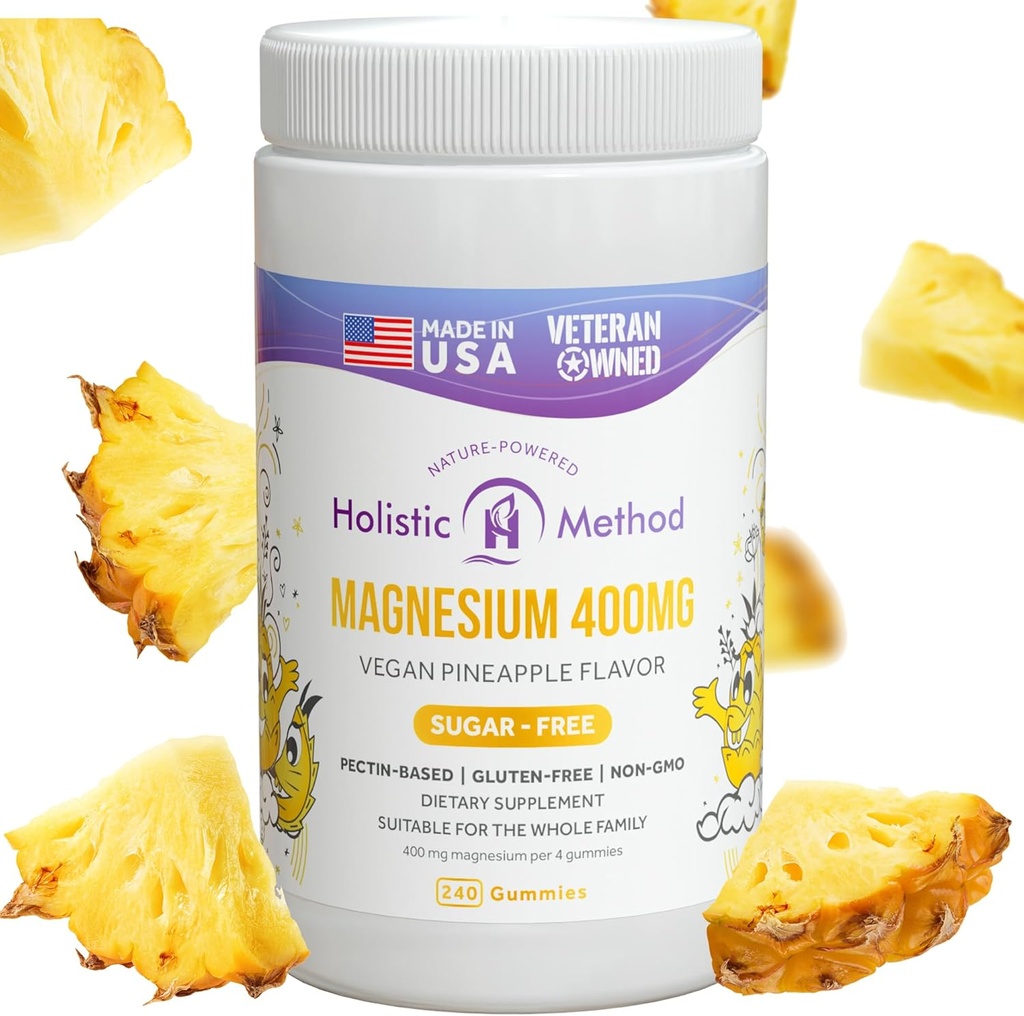Gulat Citrat Magnesium - Sugar-Free, Vegan dan Non- GMO untuk Better Sleep and Relaxation - Tidak ada Alkohol Gula - Magnesium Suplemen untuk Dewasa, Remaja dan Anak - Pineapple - 240 Chews