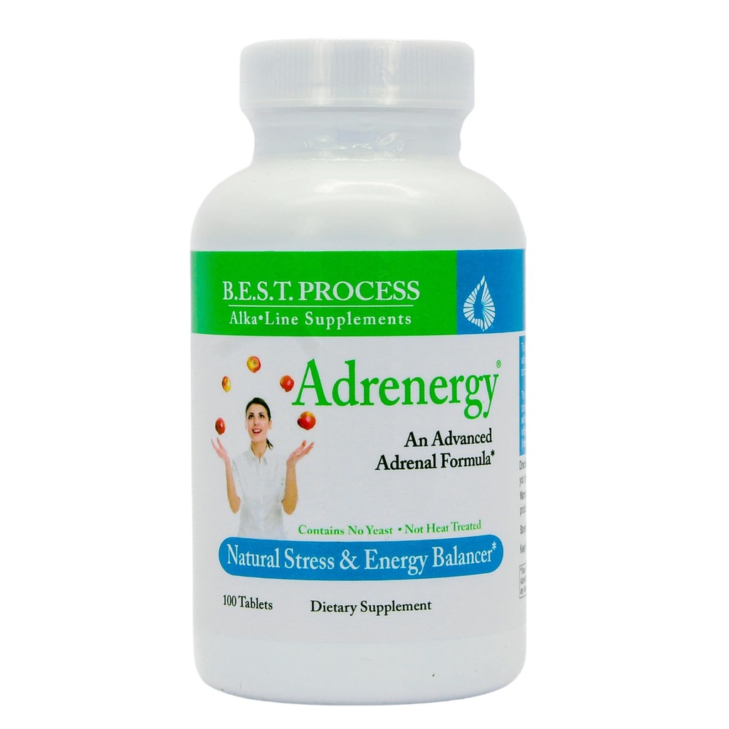 Adrenergy Best Process Alkali - Dukungan Adrenal Alam dengan Ekstrak Kanal Adrenal, Adaptogen, Vitamin & Mineral