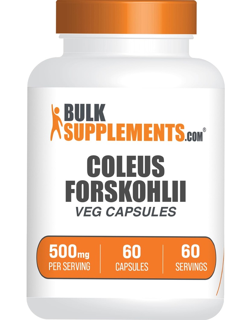 BulkSuplements.com Coleus Forskohlii Extract Capsules - Forskolin Sules, Forskola - Suplemen Herbal, Gluten Bebas, 1 Capsule per Serving, 60 Kapsul (Paket 1)