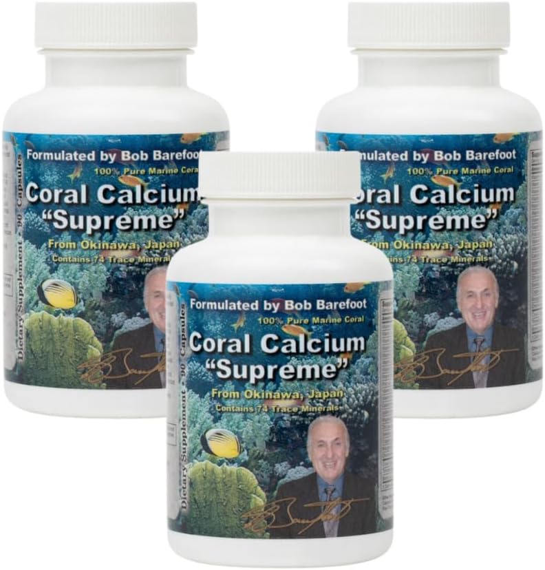 SMA BOB 'S BEST Coral Calcium Supreme I 100% Pure Marine Coral, 74 Trace Minerals, 1000 mg I 90 Kapsul, Paket 3