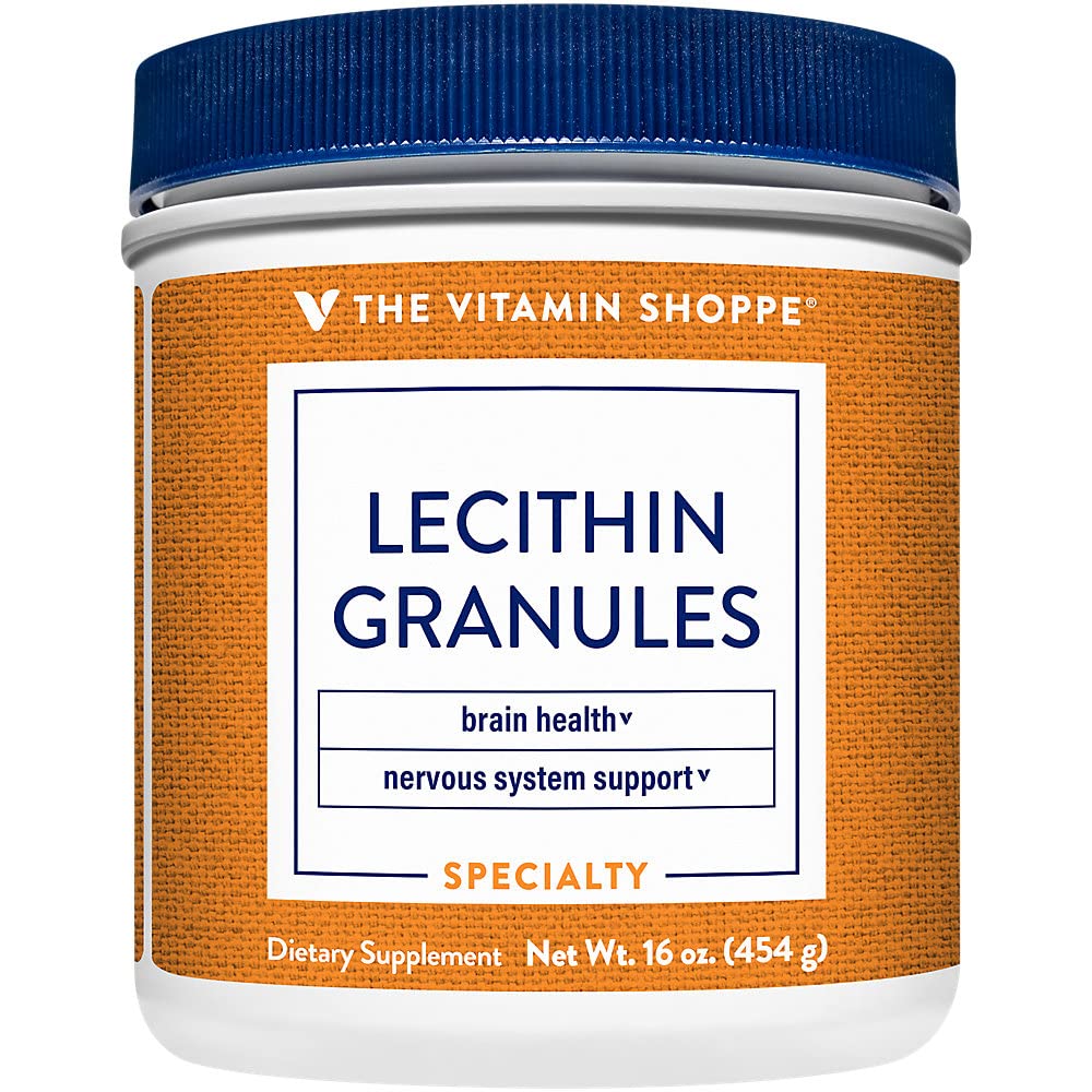 The Vitamin Shoppe Lecipin Granules - Kombinasi Alam dari Acids Gendut untuk Mendukung Fungsi Otak & Nerve, 100% Soy Based, Sekali Harian (16 Ounces Powder)