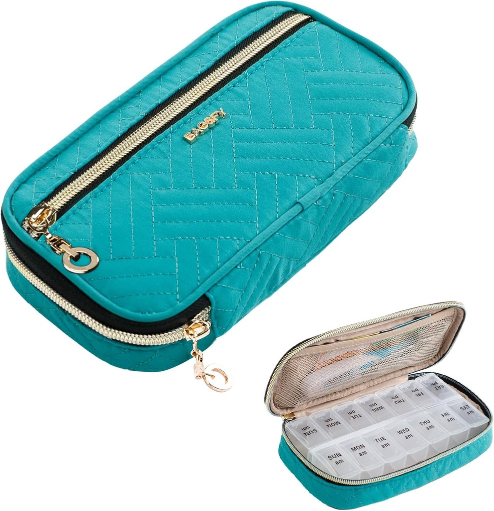 BAGSFY Pill Organizer Case 2 Times a Day- Weekly Medicine Organizer Travel Pill Box dengan Kontainer Kasus Obat-obatan Tersisa 7 Hari untuk Minyak Ikan, Vitamin, Suplemen