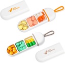 Toplive 2 Pack Travel Pill Organizer, Portable Pill Container Mini Daily Pill Organizer, Little Pill Case Travel Travel Organizer Pocket Vitamin Suplemen Kotak Minyak Ikan, White Orange & White Grey