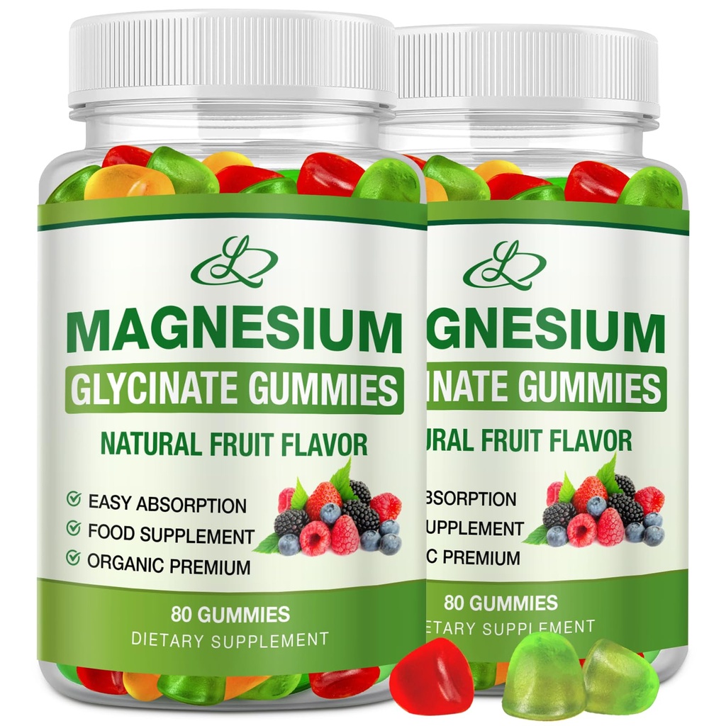 Magnesium Glycinate Gummies for Adules and Kids 600mg, High Absorpsi Potomsium Magnesium Suplemen Tidur, Magnesium L- Threonate, 160 Count