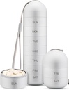 Zannaki Metal Moisance Membuktikan Weekly Pill Organizer, Stackable Aluminum Obvoy BPA Free Travel Heking 7 Day Pill Box Case Waterproof and Large Comment to Hold Pills, Vitamin, Fish Oil, Suplemen