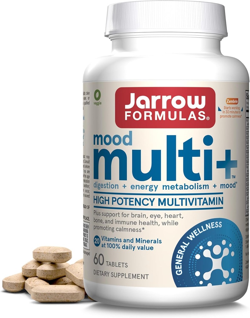 Jarrow Formulas Multi + Mood Multivitamin for Occational Stress Resistance, 60 Tablet, 30 Day Suppply