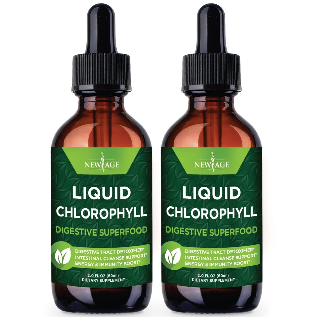 Clorofil Clorofil Baru - Konsentrat Alam - Energi Booster, Gangguan dan Pendukung Sistem Immune, Deodoran Internal, Fungsi Hati - (2 Fl Oz (Paket 2))