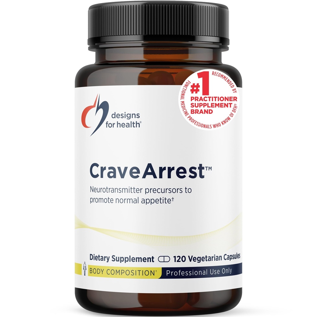 Desain untuk Health CraveCanal - L-Tyrosine Anti- Craving Suplemen dengan 5- HTP, B6, Rhodiola, B12 - Dirancang untuk Serotonin + Dopamin Dukungan (120 Capsules)
