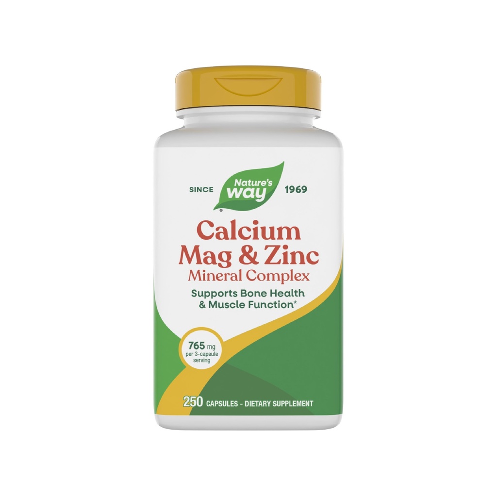 Nature 's Way Calcium Magnesium & Zinc Mineral Complex, Support Bone Health & Muscle Fungsi *, Support Imune *, 250 Capsules (Packing May Vary)