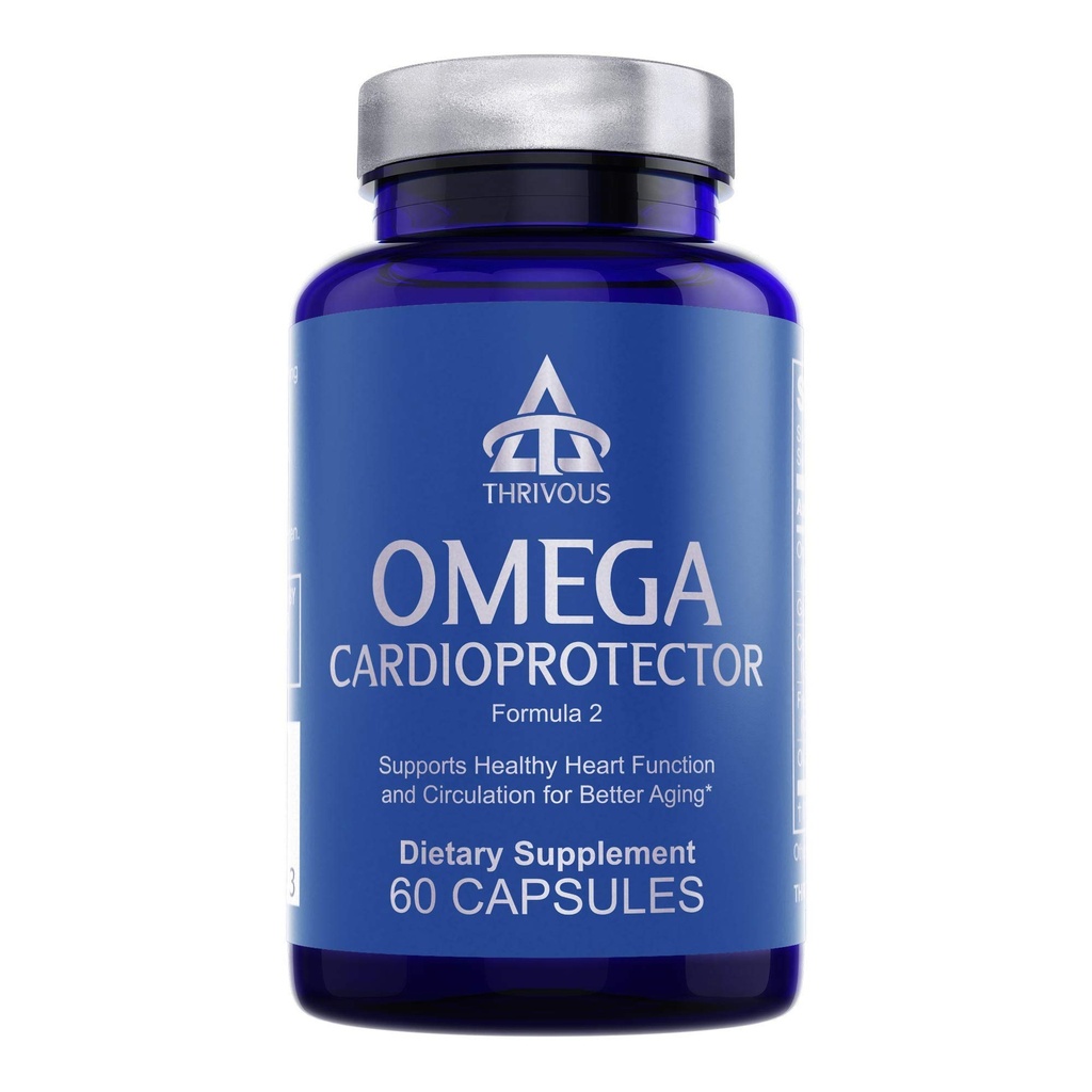 Thrivous Omega Cardioproctor - Advanced Heart & Circulation Supplement with AviilOm Omega-3, Garlic, Gotu Kola, Oligopin Pine Bark - 60 Vegan Capsules