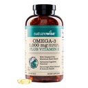 Naturrewise Extra- Kekuatan Omega 3 Fish Oil Suplement - 10000mg per Serving - 600 EPA & 400 DHA dan Vitamin E - Dukung untuk Heart & Brain Health - Lemon Flavor, GMO-Free - 360 Softgels