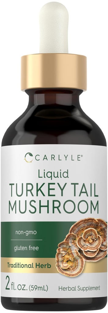 Carlyle Turkey Mushroom Extract Liquid Taincture 124; 2 FL Oz 124; Vegetarian Drops 12.4; Non-GMO, Gluten Free Supplemen