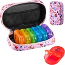 Serfeymi Weekly Travel Pill Organizer 2 Times A Day AM PM Upgraded Rainbow Pill Box 7 Day dengan Portable Zipper Case, Medicine Organizer for Pills, Vitamin, Fish Oils - Pink 01