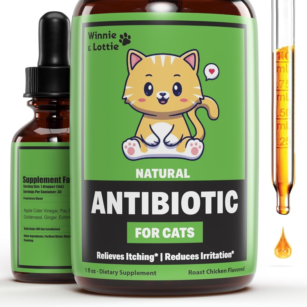 Winnie & Lottie Antibiotik Alam untuk Kucing 124; Cat Antibiotic 124; Cat Antibiotic 124; Pet Antigulum Pendukung Imunium Kucing 124; Antibiotik untuk Kucing 124; Cat Multivitamin 124; Cat UTI Anticuli 124; 1 Quid oz