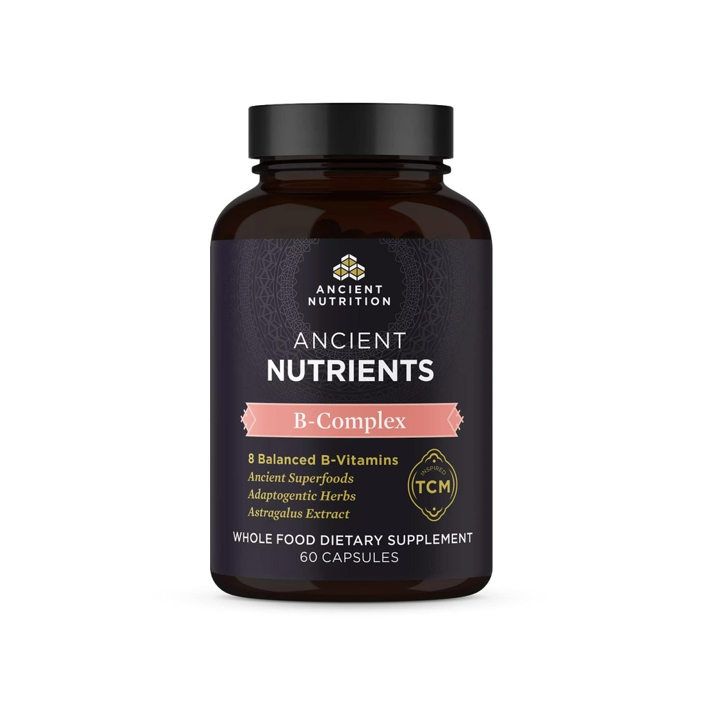 Suplemen Kompleks Nutrition B Nutrin Kuno, 8 B-Vitamin Dihukum, Mendukung Level Energi Healthy, Herbs Adaptogenic, Enzyme Aktivated, Paleo & Keto Friendly, 60 Kapsul
