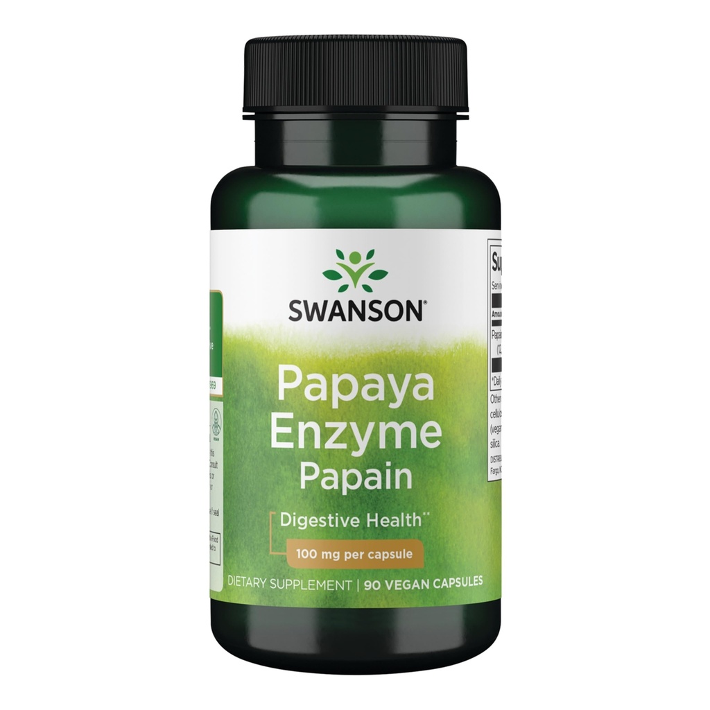 Swanson Papain Pepaya Enzyme 100 Juta 90 Veg Capsules