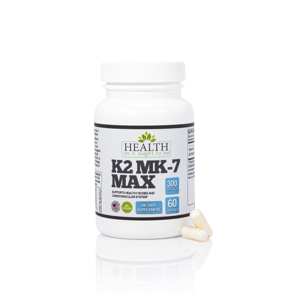 Kesehatan Seperti Yang Diharapkan Untuk Menjadi Vitamin K2 MK7 MAX Ekstra Kekuatan 300mcy Suplemen 124; Soy Bebas, Proven Bioavability & Keselamatan 124; 60 Kasules