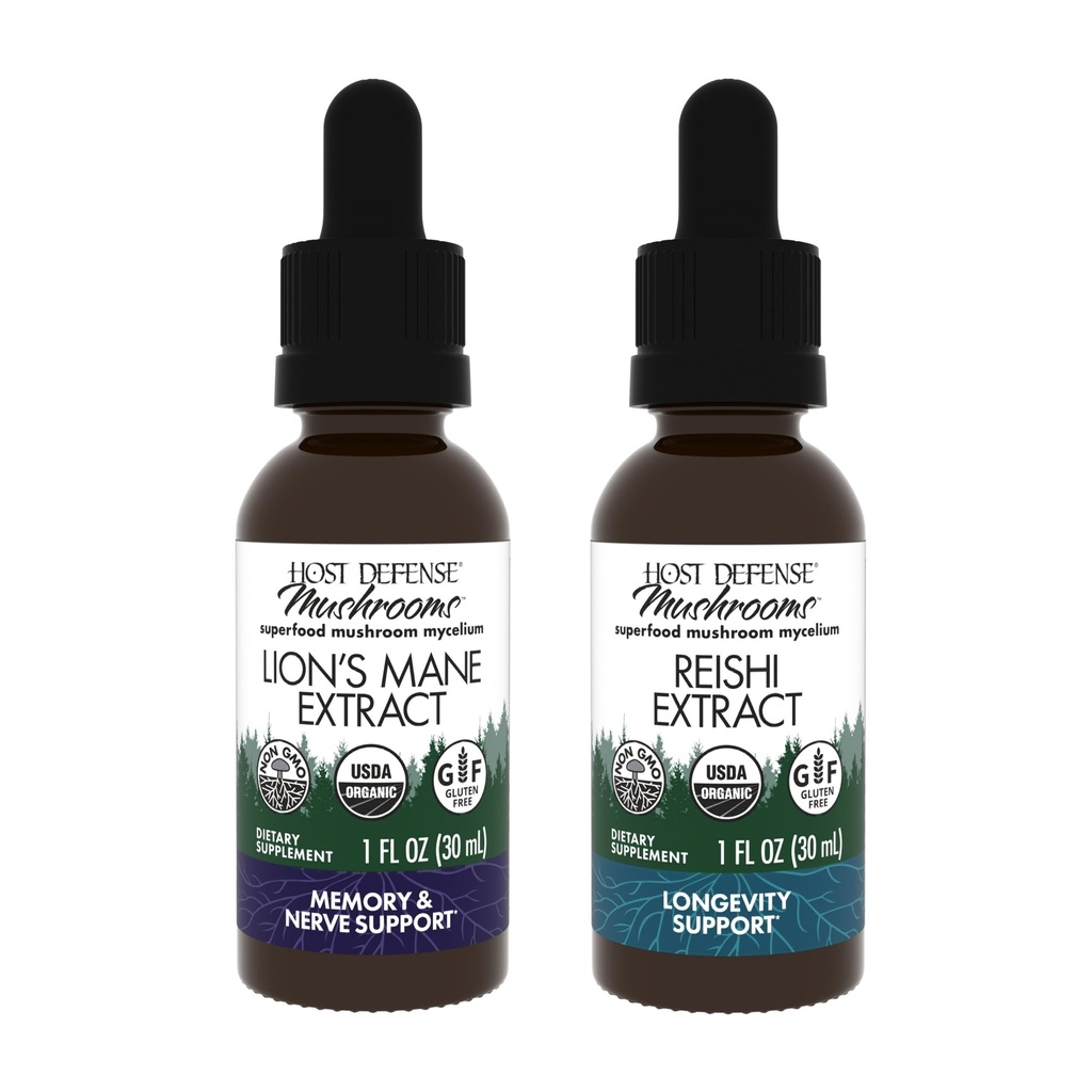 Bundle Host dengan Ekstrak Mane Lion, 1 'lf oz & Reishi Ekstrak, 1 fl oz - Dukung Kesehatan Otak, Memory & Focus - Dukung Hati & Imune Kesehatan *