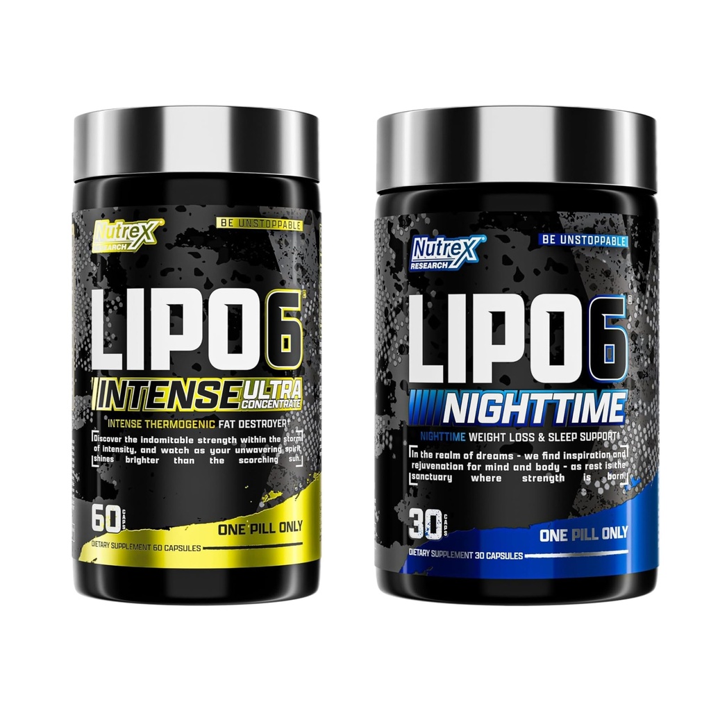 Nutrex Research Lipo 6 Intense and Nighttime AM / PM Bundle