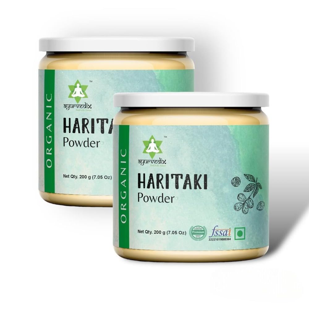 Haritaki Powder Organic Terminalia chebula for Detoxification & Rejuvenation Vegan, Non-GMO, Gluten Free Natural Powder - (7.5 OZ, Pack of 2)