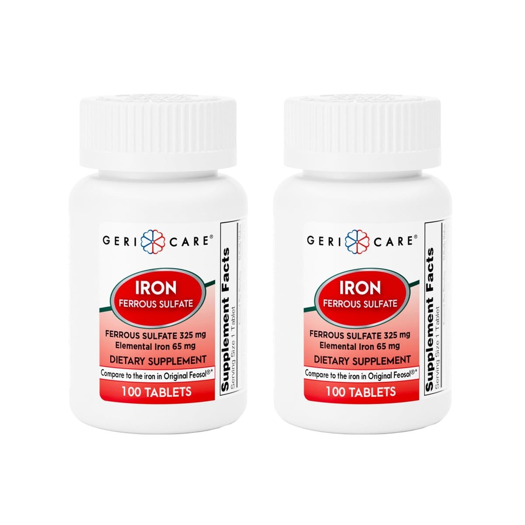 Tablet Sulfate GeriCare Sulfate 325mg, Elemental Iron 65 Mg High Potency Iron Suplemen 100.