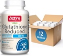 Jarrow Formula Glutathione Dikurangi 500mg- 60 Veggie Capsules - Intragellar Antioksidasi - Quality Glutathione Support Recycling of Vitamins C & e- Noth-Gmo- Glulten Free- Vegan, Pack of 12