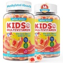 (2 Paket) Anak-anak Multivitamin Gummies dengan Besi, Sugar Free, Anak-anak Daily Vitamin + Propoles, Algae Omega 3 (EPA / DHA), A, C, D, Metil B12, Folate, B6, Zinc, Biotin, untuk Pertumbuhan Kesehatan, Dukungan Imune