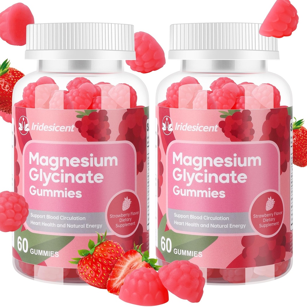 Magnesium Glycinate Gummies 400mg, Sugar Free Magnesium Suplemen w / Ashwagandha, Zinc, Vegan Magnesium Glycinate Supplemen Dewasa - 120 Strawberry Gummies