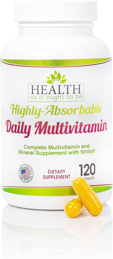 Kesehatan Seperti Yang Diharapkan Sangat Sangat 134; Absorbable Daily Multivitamin dengan Shilajit, MethylB12, Methylfolat, dan Vitamin K2 MK7 Supplemen 124; 120 Katup